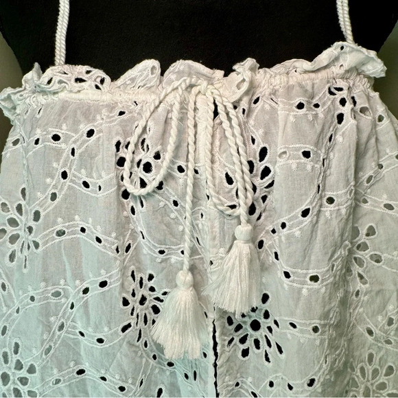 Anthropologie Maeve white TIE-FRONT LACE LAYER - One Size, eyelet, tassel - Picture 2 of 7